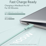 ANKER A8553 Powerline III 1.8m Skin Friendly Dual Type-C Data Cable PD100W Fast Charging Cable(Black)