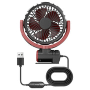 Car Foldable Steering USB Single-Head Fan(Black Red)