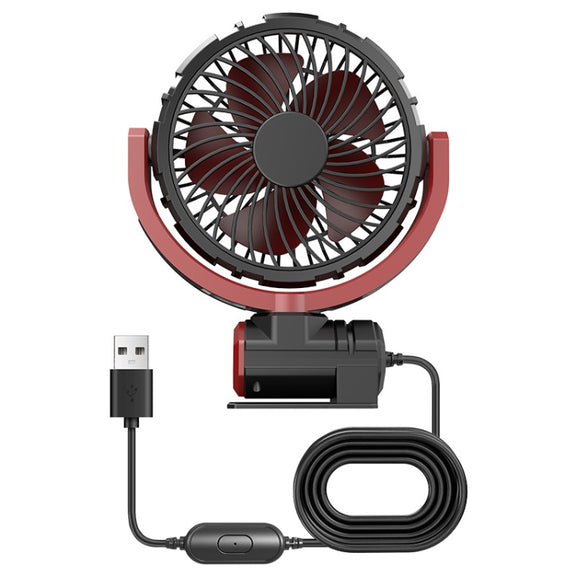 Car Foldable Steering USB Single-Head Fan(Black Red)