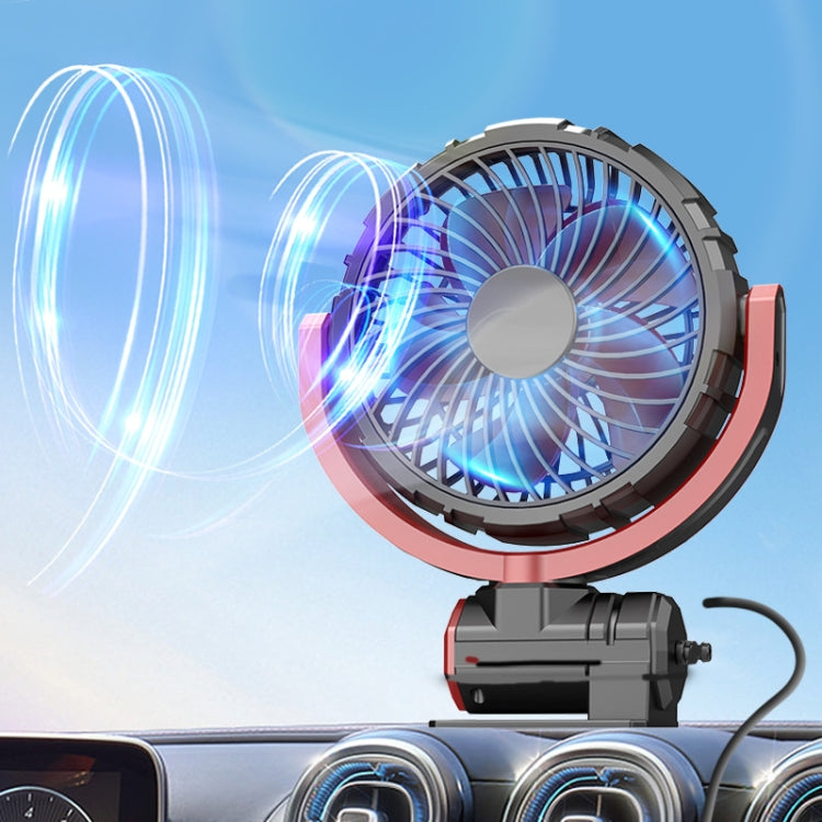 Car Foldable Steering USB Single-Head Fan(Black Red)
