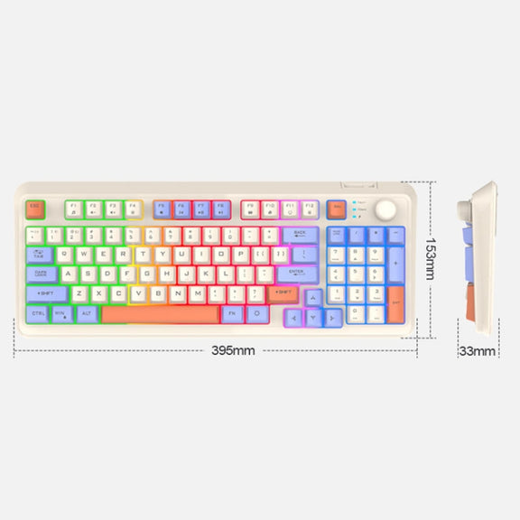 XUNSVFOX K94 Wireless Bluetooth Dual Mode Mechanical Keyboard Gaming Office Laptop Keyboard(Lake Blue)