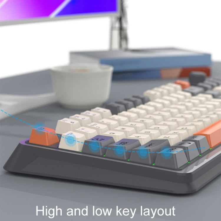 XUNSVFOX K94 Wireless Bluetooth Dual Mode Mechanical Keyboard Gaming Office Laptop Keyboard(Lake Blue)
