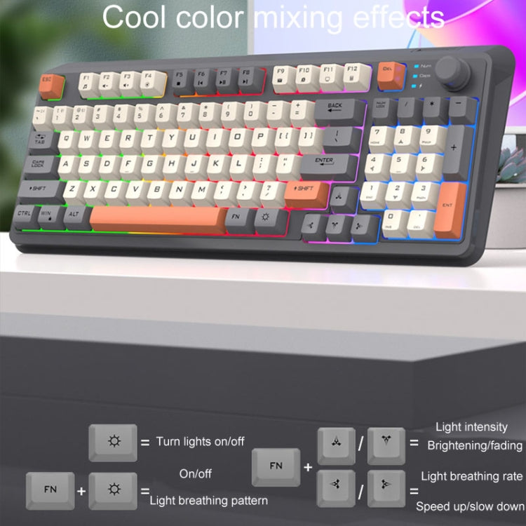 XUNSVFOX K94 Wireless Bluetooth Dual Mode Mechanical Keyboard Gaming Office Laptop Keyboard(Lake Blue)