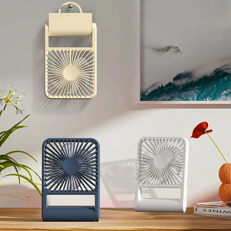 HX-123 USB Charging Wall-mounted Desktop Folding Thin and Light Small Fan(Yellow)