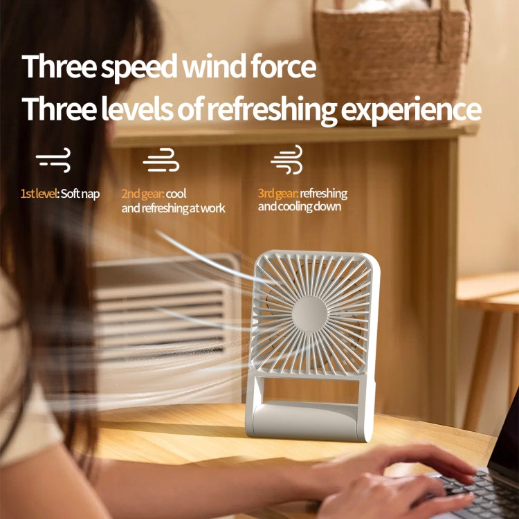 HX-123 USB Charging Wall-mounted Desktop Folding Thin and Light Small Fan(White)