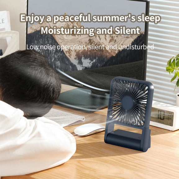 HX-123 USB Charging Wall-mounted Desktop Folding Thin and Light Small Fan(Yellow)