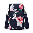 Printed Crossbody Mobile Phone Bag Mini Wallet With Arm Band, Style: Dark Blue Peony - Single-shoulder Bags by PMC TechLife | Online Shopping South Africa | PMC TechLife | Buy Now Pay Later Mobicred