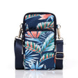 Printed Crossbody Mobile Phone Bag Mini Wallet With Arm Band, Style: Blue Leaf - Single-shoulder Bags by PMC TechLife | Online Shopping South Africa | PMC TechLife | Buy Now Pay Later Mobicred