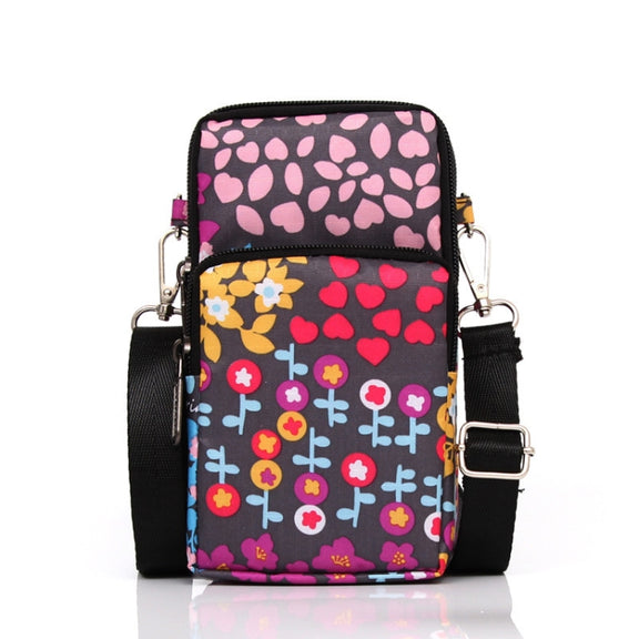 Printed Crossbody Mobile Phone Bag Mini Wallet With Arm Band, Style: Small Tree Bud