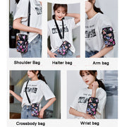 Printed Crossbody Mobile Phone Bag Mini Wallet With Arm Band, Style: Deep Blue Rose