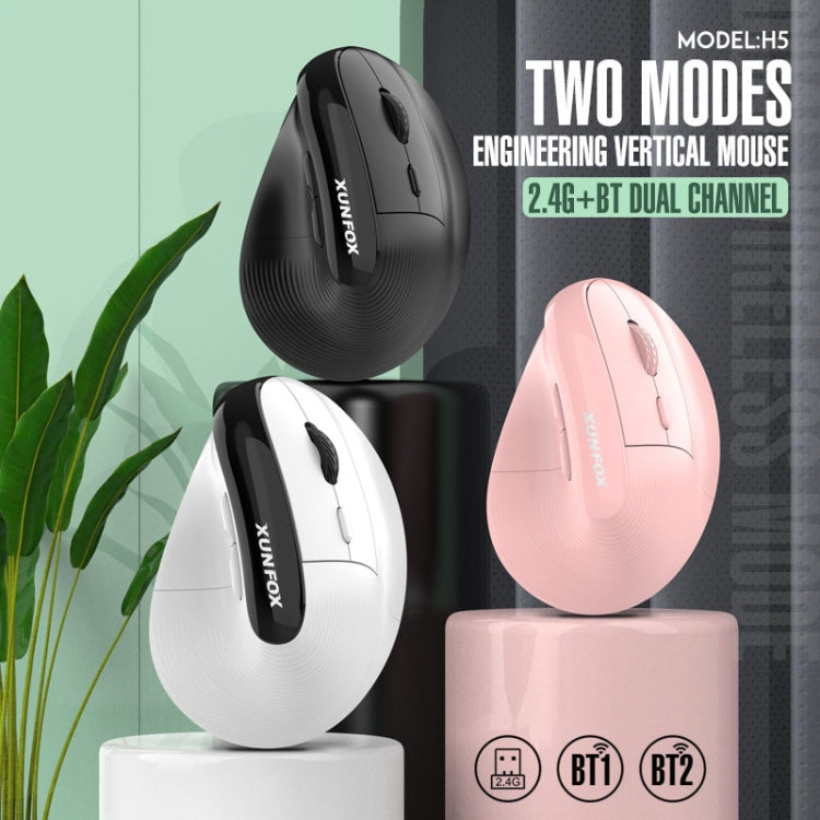 XUNSVFOX H5 Upright Vertical Dual Mode Mouse Rechargeable Wireless Business Office Mouse(White)