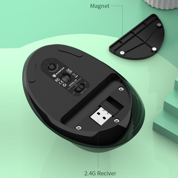 XUNSVFOX H5 Upright Vertical Dual Mode Mouse Rechargeable Wireless Business Office Mouse(White)