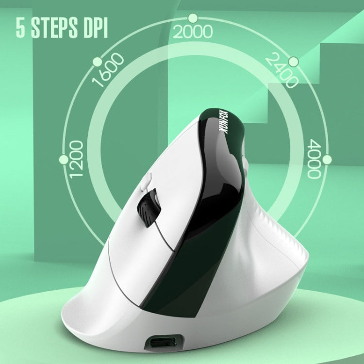 XUNSVFOX H5 Upright Vertical Dual Mode Mouse Rechargeable Wireless Business Office Mouse(White)