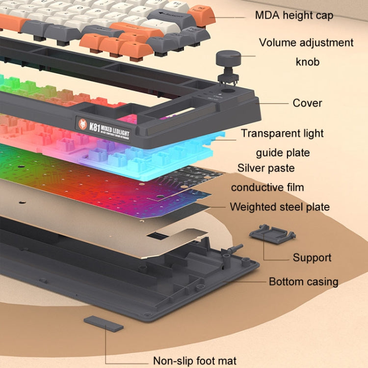 XUNSVFOX K81 Laptop Gaming Office Wired Illuminated Keyboard(Shimmer)