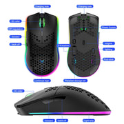 XUNSVFOX XYH80 Hollow Hole Rechargeable Wireless Gaming Mouse RGB Light Computer Office Mouse(Blue)