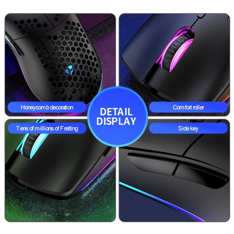 XUNSVFOX XYH80 Hollow Hole Rechargeable Wireless Gaming Mouse RGB Light Computer Office Mouse(Blue)
