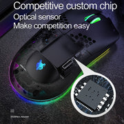 XUNSVFOX XYH80 Hollow Hole Rechargeable Wireless Gaming Mouse RGB Light Computer Office Mouse(Blue)