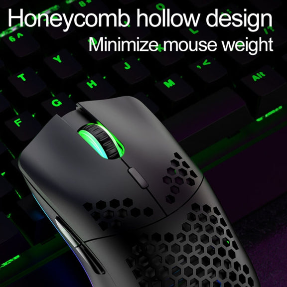 XUNSVFOX XYH80 Hollow Hole Rechargeable Wireless Gaming Mouse RGB Light Computer Office Mouse(Black)