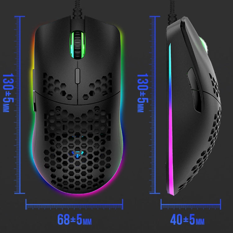 XUNSVFOX XYH90 Wired Hollow Hole Mouse RGB Illuminated Macro Programming Gaming Mouse(Black)
