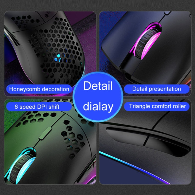 XUNSVFOX XYH90 Wired Hollow Hole Mouse RGB Illuminated Macro Programming Gaming Mouse(Black)