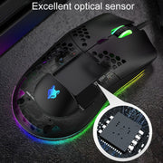 XUNSVFOX XYH90 Wired Hollow Hole Mouse RGB Illuminated Macro Programming Gaming Mouse(Black)