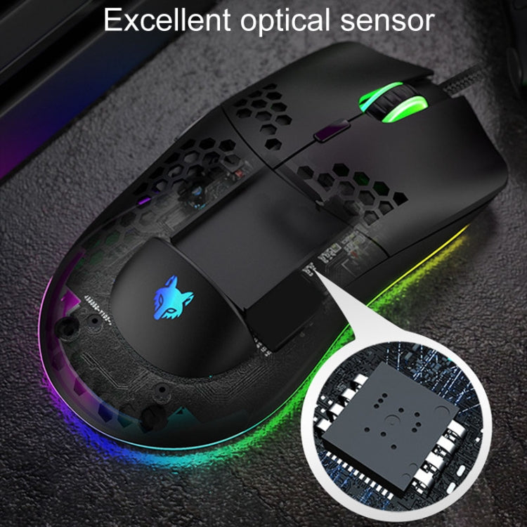 XUNSVFOX XYH90 Wired Hollow Hole Mouse RGB Illuminated Macro Programming Gaming Mouse(Black)