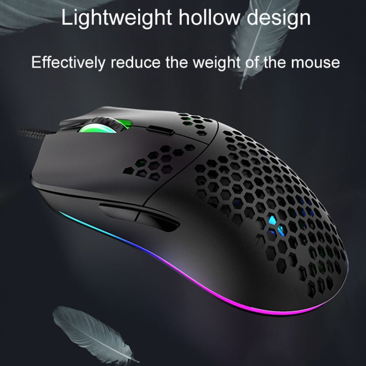 XUNSVFOX XYH90 Wired Hollow Hole Mouse RGB Illuminated Macro Programming Gaming Mouse(Black)