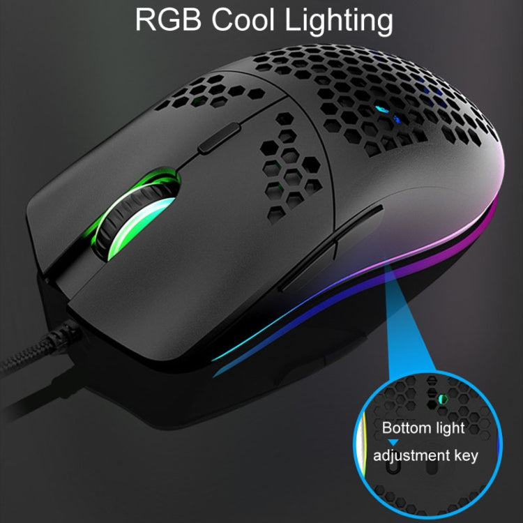 XUNSVFOX XYH90 Wired Hollow Hole Mouse RGB Illuminated Macro Programming Gaming Mouse(Black)