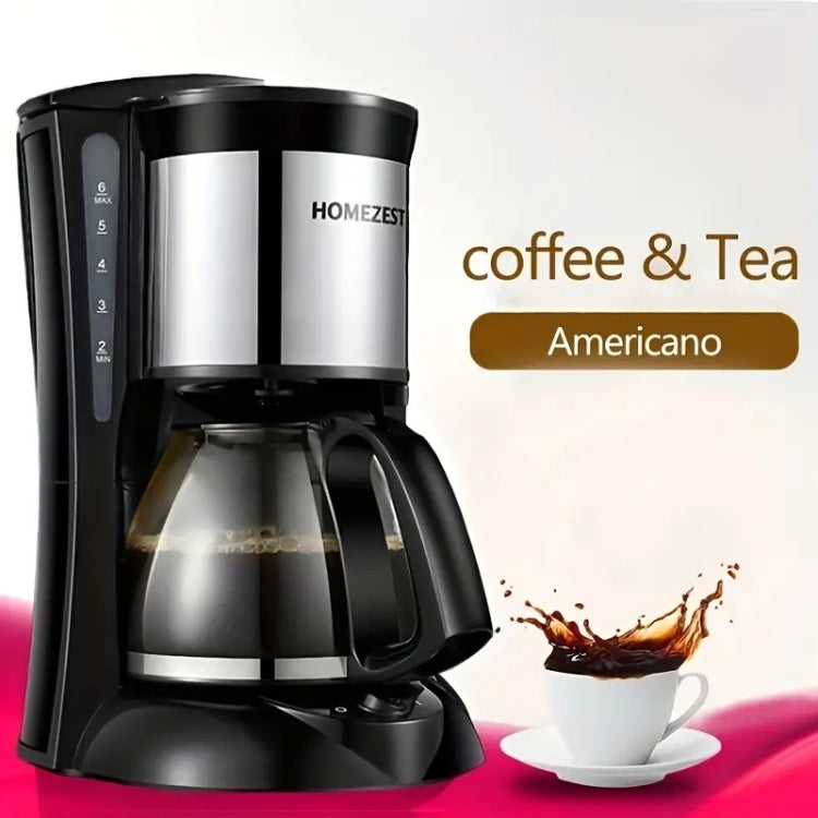 HOMEZEST 600W 0.65L  Automatic Drip Coffee Maker with Glass Carafe 2-6 Cup Capacity(323 Black EU Plug)
