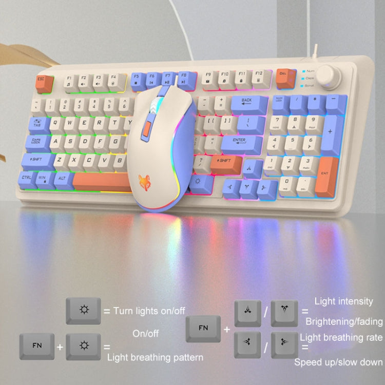 XUNSVFOX K820 Wired Gaming Mechanical Feeling 94 Keys Keyboard And Mouse Set(Lake Blue)