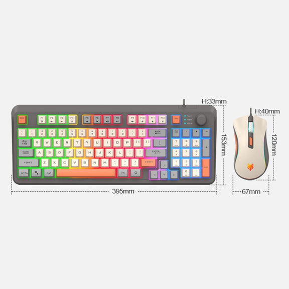 XUNSVFOX K820 Wired Gaming Mechanical Feeling 94 Keys Keyboard And Mouse Set(Lake Blue)