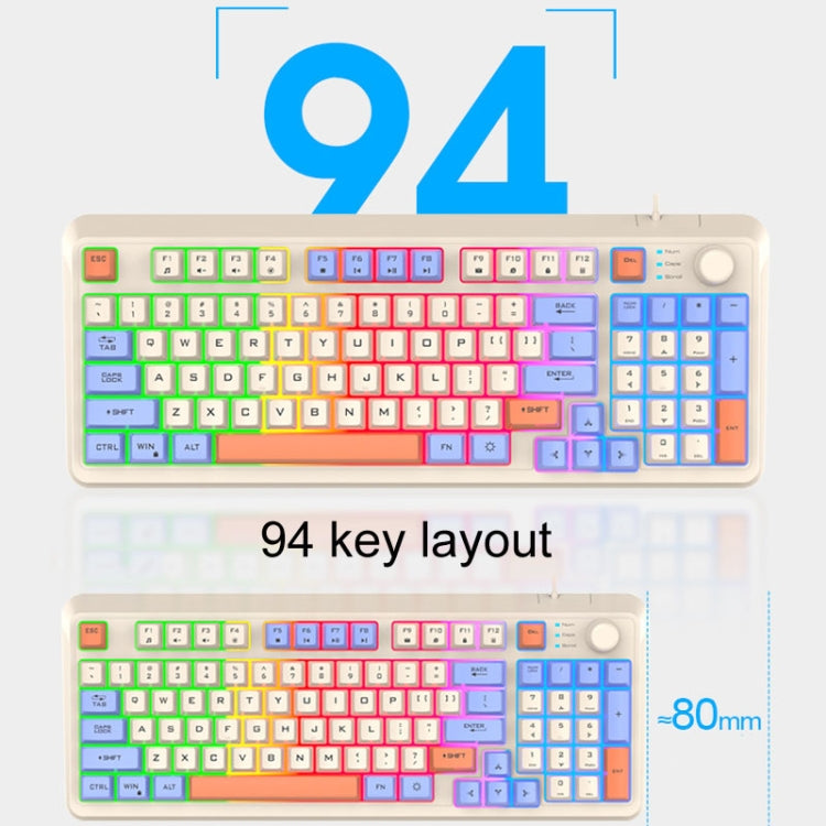 XUNSVFOX K820 Wired Gaming Mechanical Feeling 94 Keys Keyboard And Mouse Set(Lake Blue)