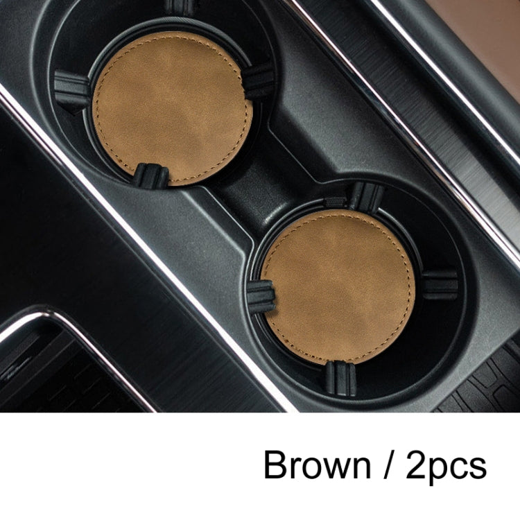 2pcs/ Set Car Suede Anti-Slip Water Coaster Car Interior Decoration(Brown)