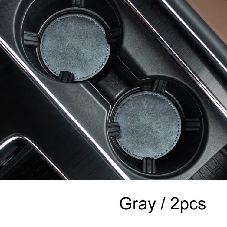 2pcs/ Set Car Suede Anti-Slip Water Coaster Car Interior Decoration(Gray)