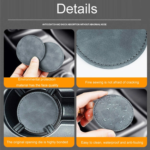 2pcs/ Set Car Suede Anti-Slip Water Coaster Car Interior Decoration(Black)