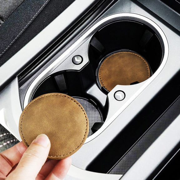 2pcs/ Set Car Suede Anti-Slip Water Coaster Car Interior Decoration(Black)