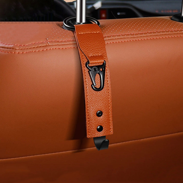 Car Seat Back Multifunctional Storage Metal Hook(Brown)