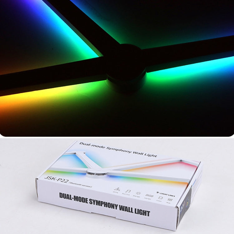 JSK-P22 5V Bluetooth RGB Stitching Light E-Sports Atmosphere Decorative Lamp, Style: 6 Sections+USB To DC Line+UK Plug(Black)