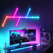 JSK-P22 5V Bluetooth RGB Stitching Light E-Sports Atmosphere Decorative Lamp, Style: 9 Sections+USB To DC Line+UK Plug(Black)