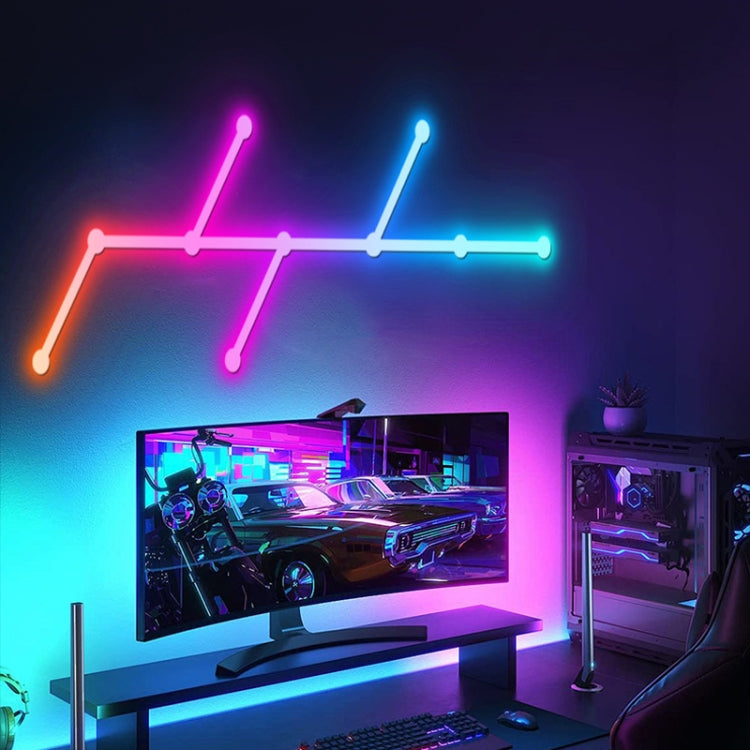 JSK-P22 5V Bluetooth RGB Stitching Light E-Sports Atmosphere Decorative Lamp, Style: 6 Sections+USB To DC Line+EU Plug(Black)