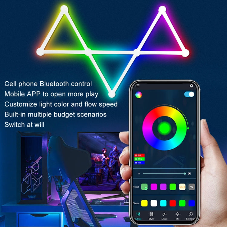 JSK-P22 5V Bluetooth RGB Stitching Light E-Sports Atmosphere Decorative Lamp, Style: 9 Sections+USB To DC Line+US Plug(White)