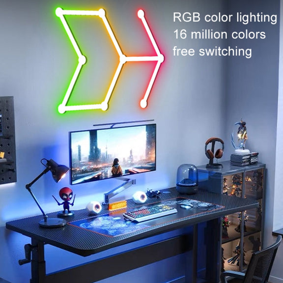 JSK-P22 5V Bluetooth RGB Stitching Light E-Sports Atmosphere Decorative Lamp, Style: 6 Sections+USB To DC Line+US Plug(White)