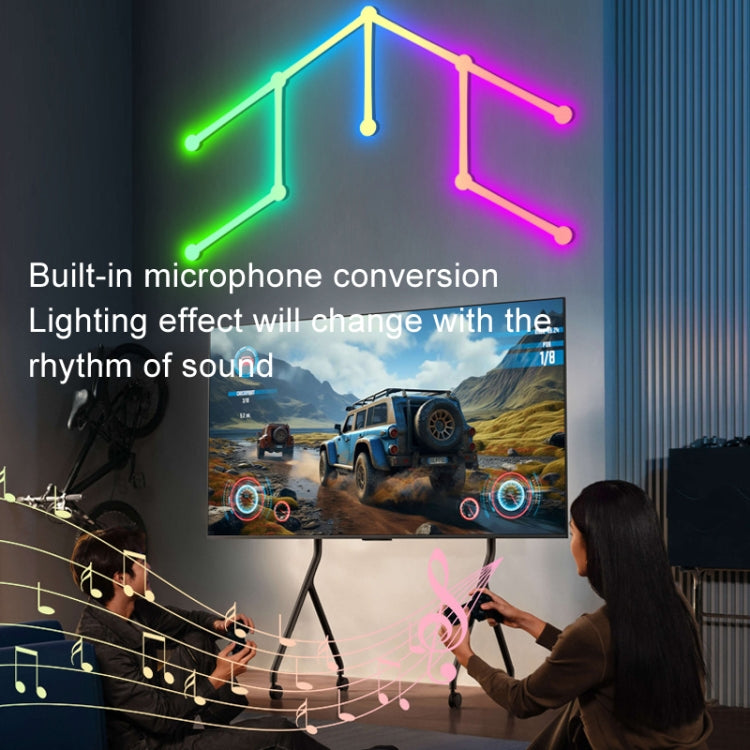 JSK-P22 5V Bluetooth RGB Stitching Light E-Sports Atmosphere Decorative Lamp, Style: 9 Sections+USB To DC Line+US Plug(White)