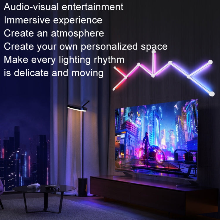 JSK-P22 5V Bluetooth RGB Stitching Light E-Sports Atmosphere Decorative Lamp, Style: 6 Sections+USB To DC Line+EU Plug(Black)