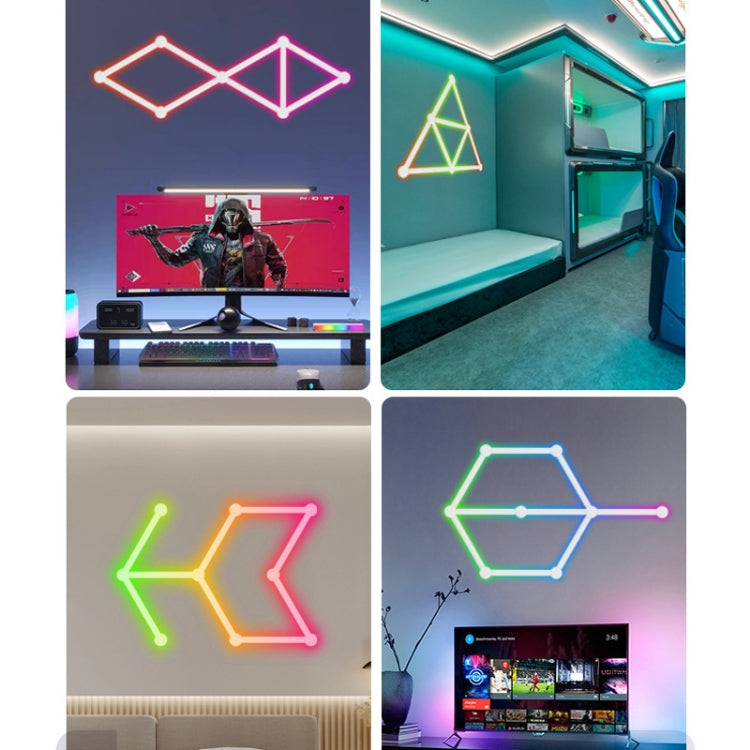 JSK-P22 5V Bluetooth RGB Stitching Light E-Sports Atmosphere Decorative Lamp, Style: 6 Sections+USB To DC Line(Black)