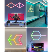 JSK-P22 5V Bluetooth RGB Stitching Light E-Sports Atmosphere Decorative Lamp, Style: 9 Sections+USB To DC Line+UK Plug(White)