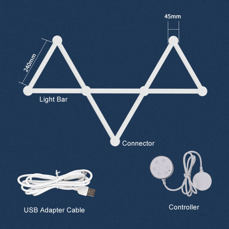 JSK-P22 5V Bluetooth RGB Stitching Light E-Sports Atmosphere Decorative Lamp, Style: 9 Sections+USB To DC Line(Black)