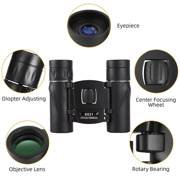 8X21 Outdoor Low-light Night Vision High-power HD Mini Binoculars