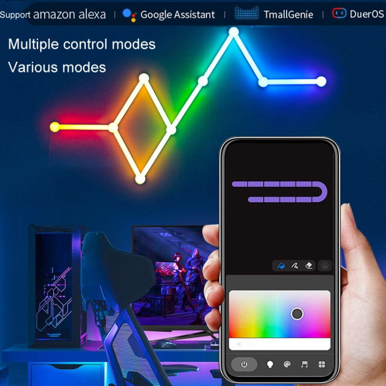JSK-P26 Smart WiFi Bluetooth Version RGB Direct Illumination Phantom Splicing Light, Support Amazon Alexa / Google Assistant / DuerOS, Style: 9 Sections+AU Plug Adapter(White)