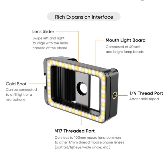 APEXEL 4K HD 100mm Macro Lens With LED Fill Light Set for Smartphones